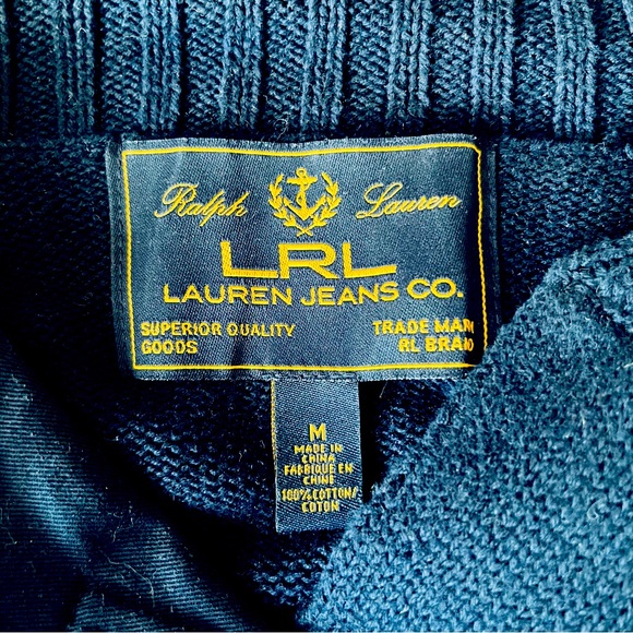 RALPH LAUREN JEANS navy cotton sweater with gold lock size M - Picture 6 of 8